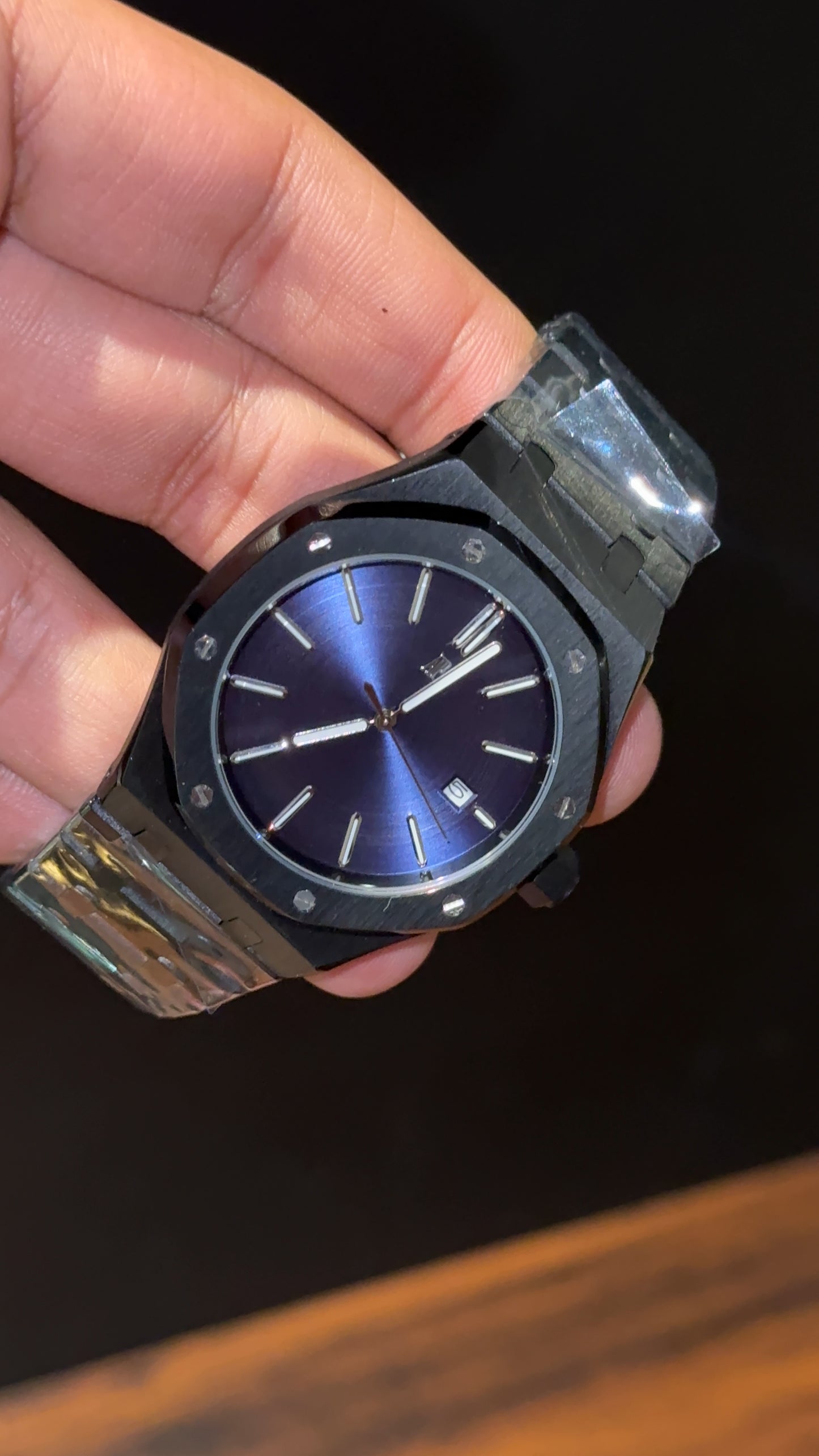 AP Auto | Black Chain  | Blue Plain Dial