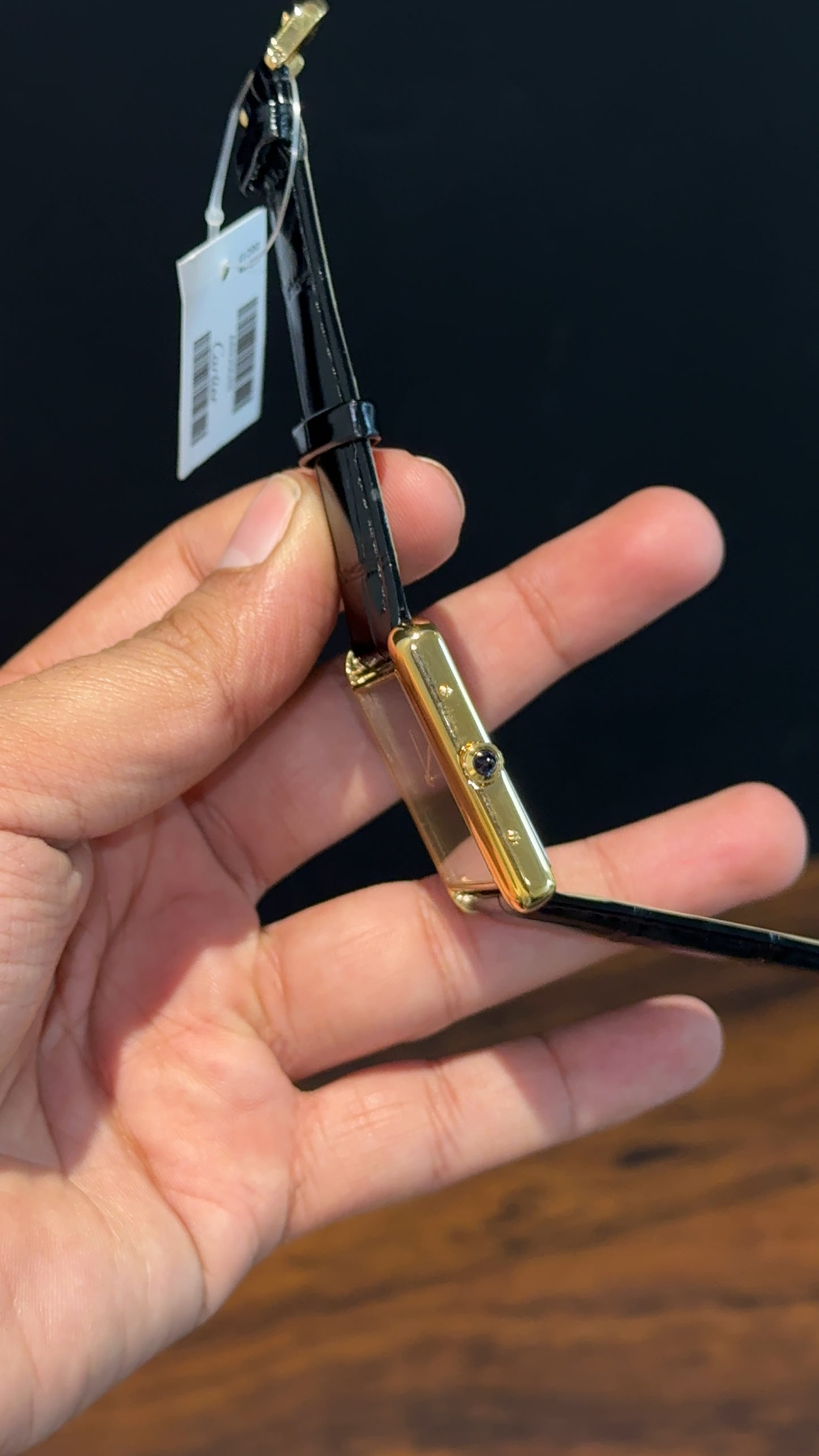 Cartier Tank | Gold | Black Leather Strap | Black Dial