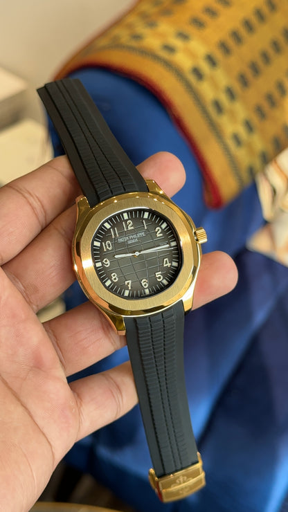 Aquanaut Gold | Grey Dial | Black Strap Auto