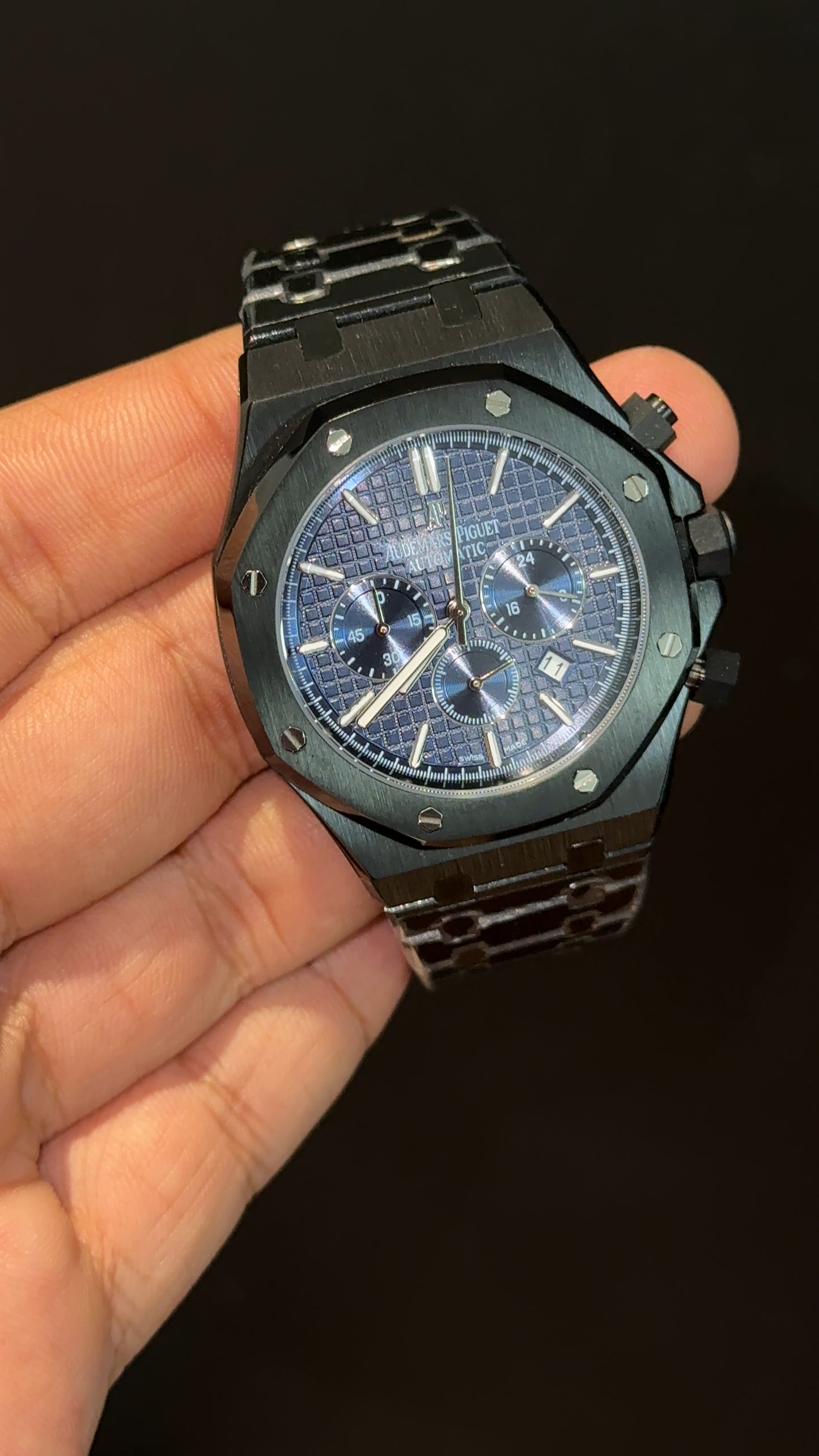 AP | Black Chain | Blue Chrono Dial