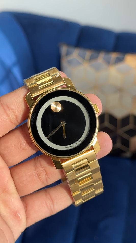 Movado Gold | Men Oyester Chain | Black Dial