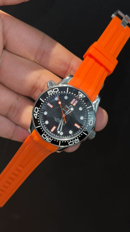 Omega Seamaster | Black Bezel | Orange Strap | Black Dial