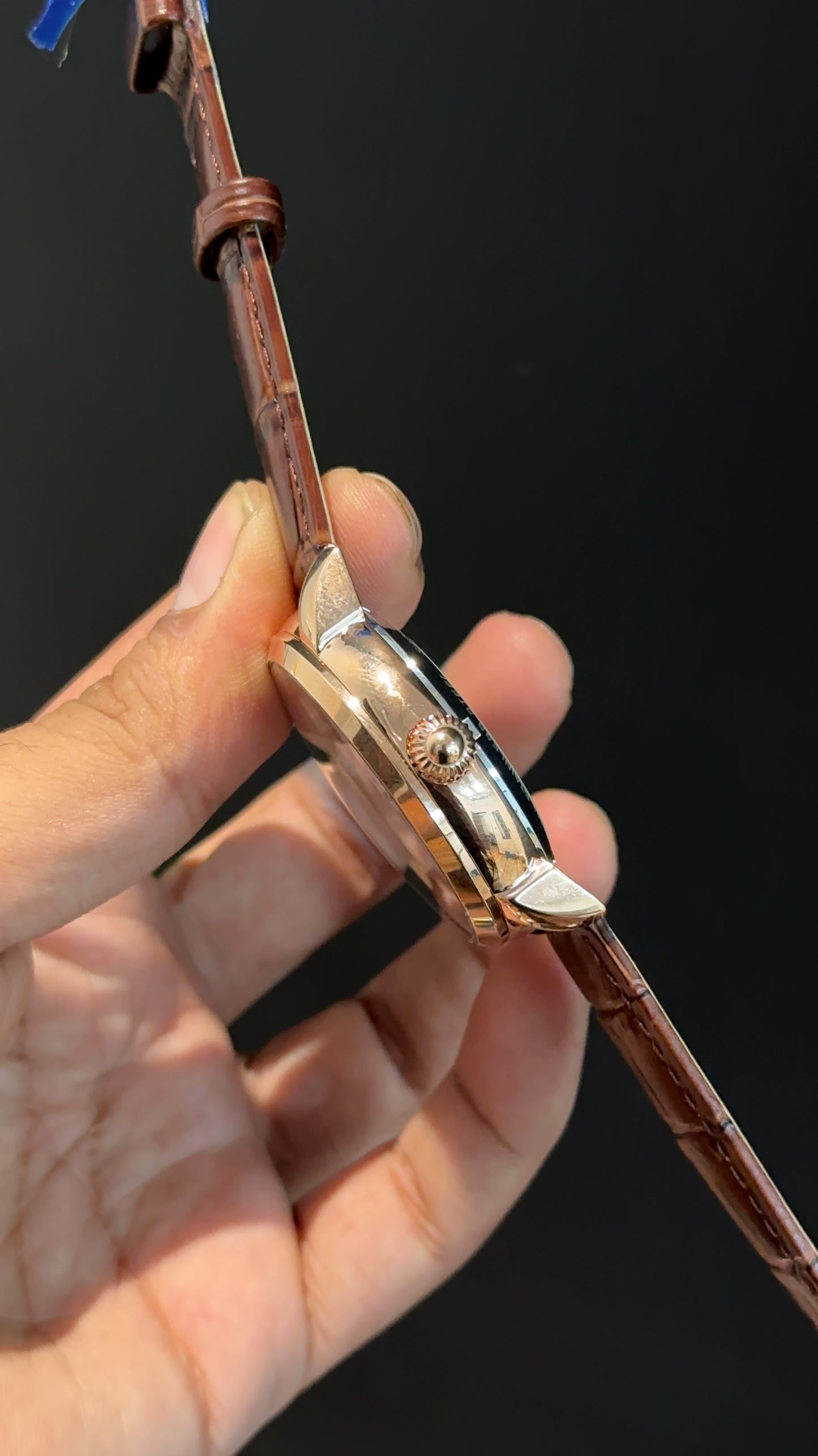PP Auto | Rose | Pendulum | MoonPhase | Brown Leather Strap | White Textured Dial