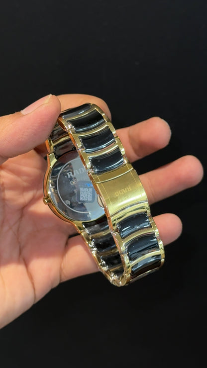 Rado Centrix | Gold Black Two Tone | Black Dial