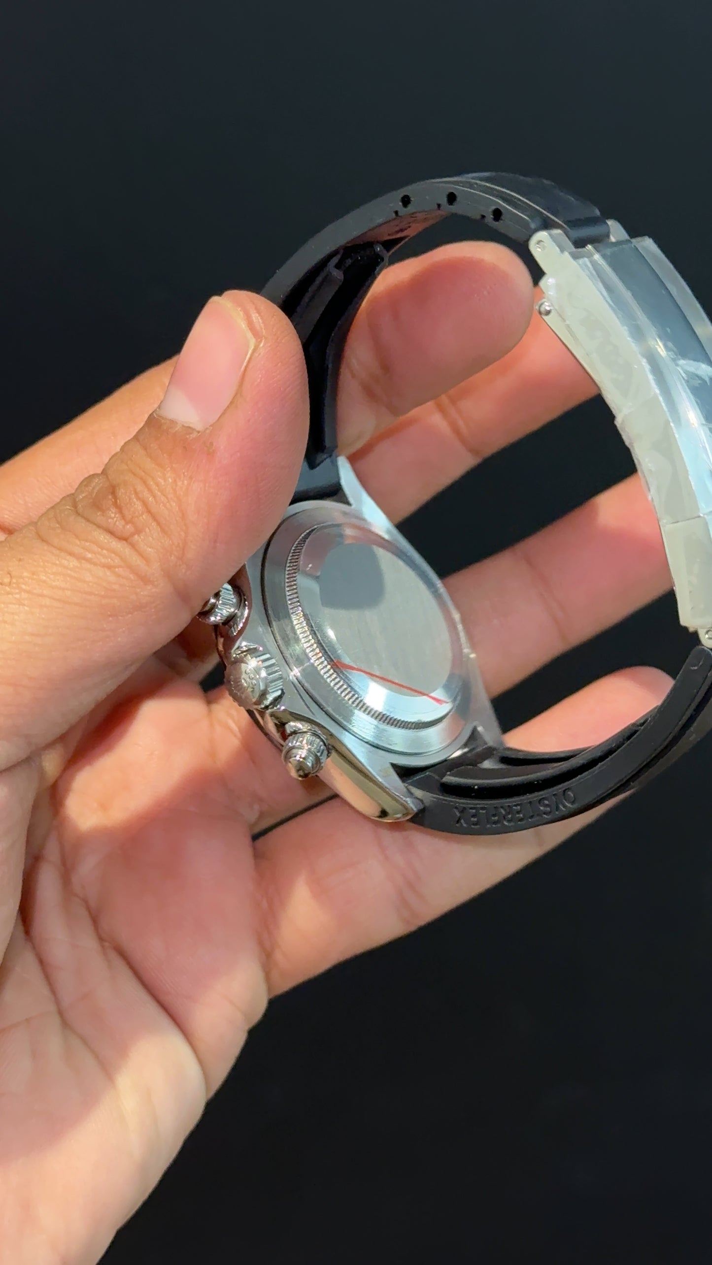 Daytona | Silver | Pvc Strap | Black Chrono | Grey Dial