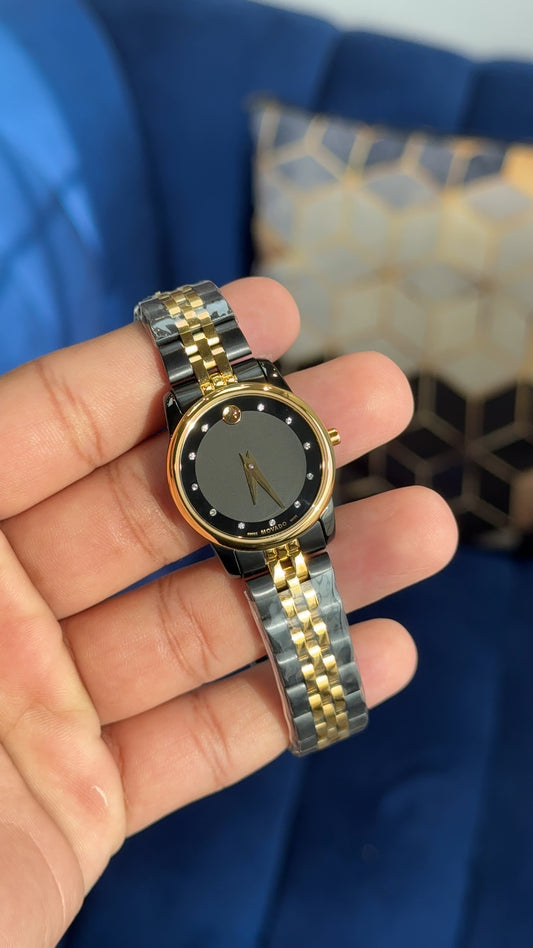 Movado | Women | Gold Two Tone | Diamond Digit | Black Dial