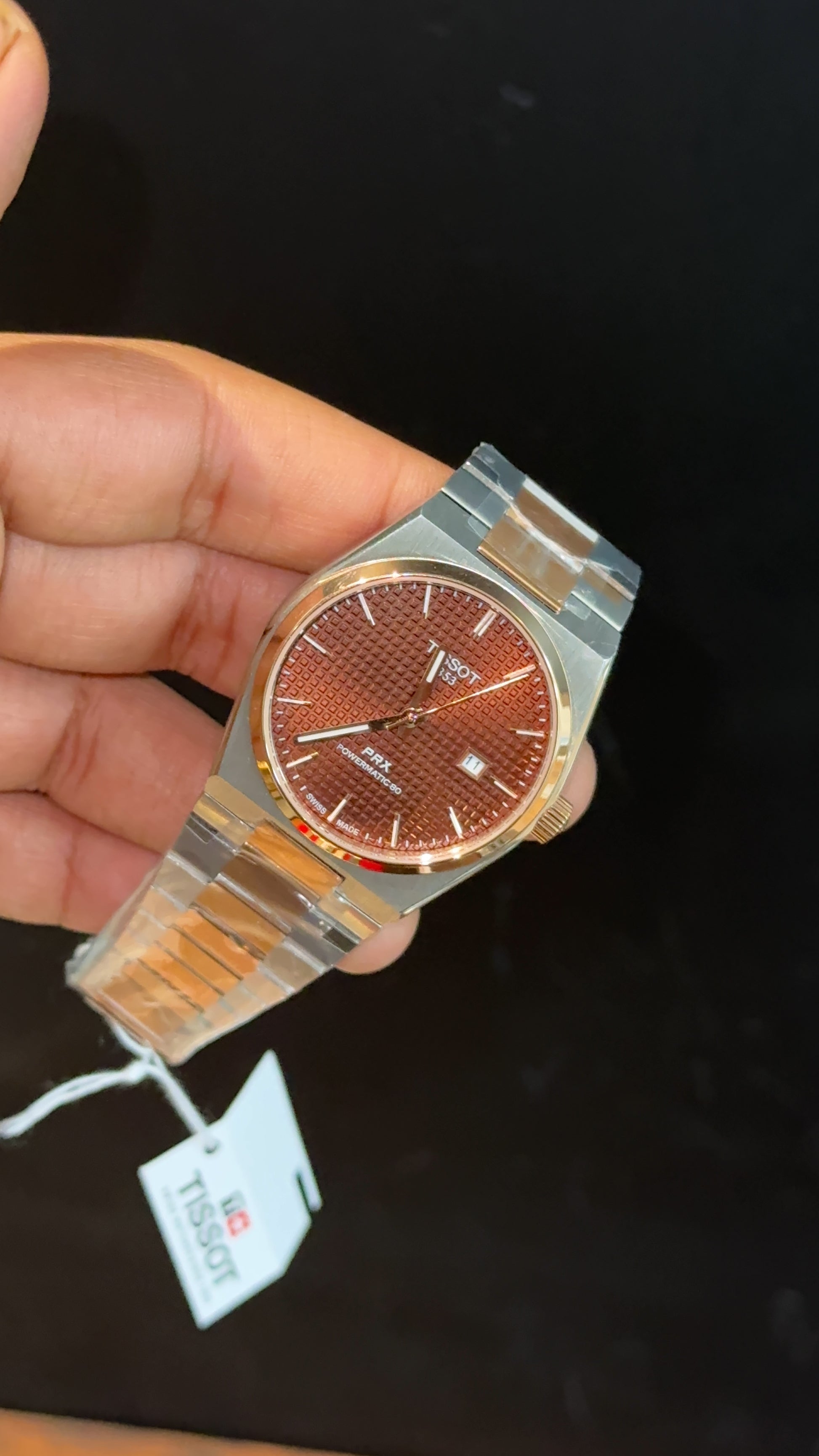 Tissot Prx | Quartz | Rose Two Tone | Dark Brown Texture Dial - twentyfour
