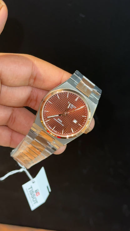 Tissot Prx | Quartz | Rose Two Tone | Dark Brown Texture Dial - twentyfour