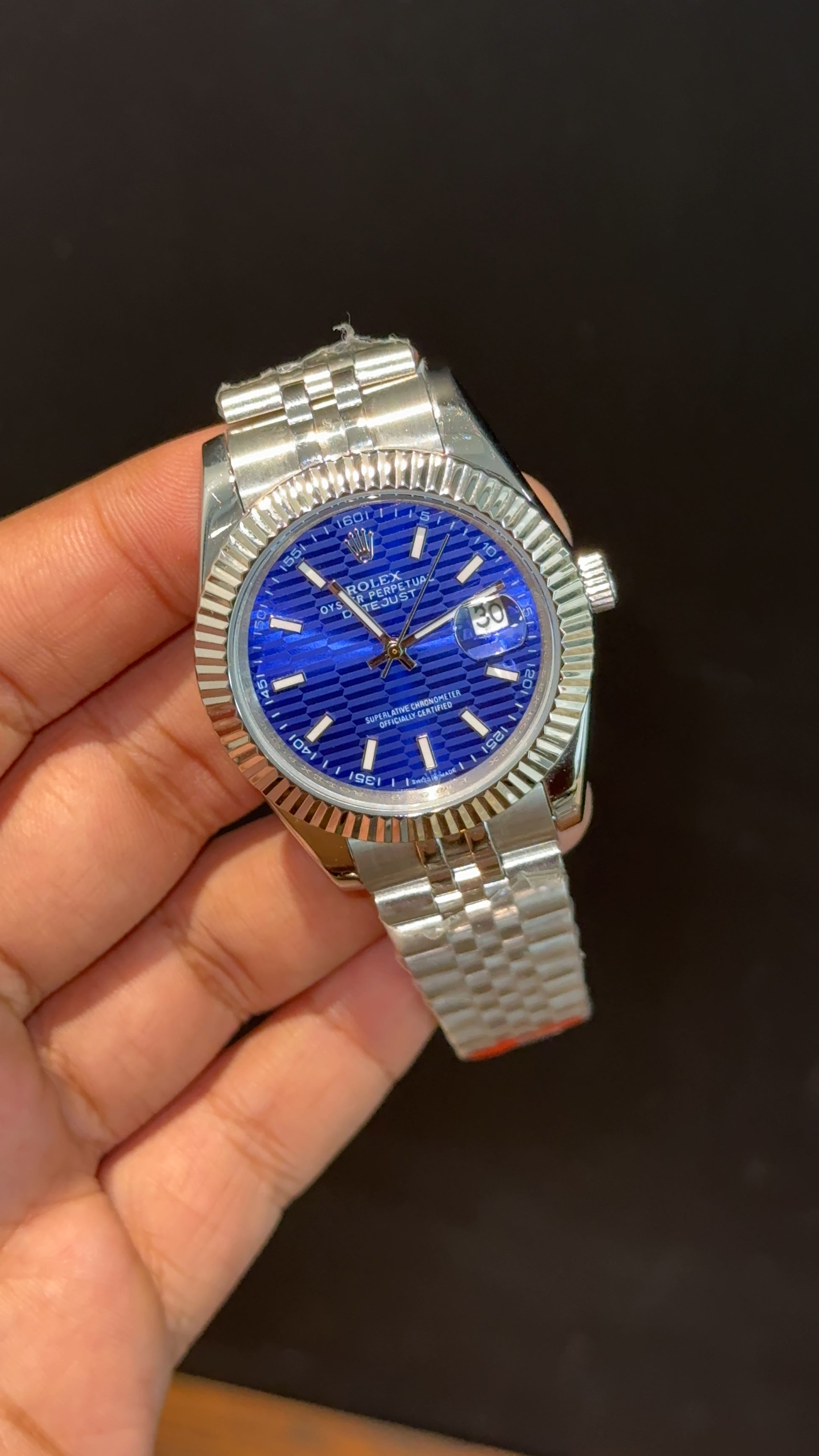 Datejust | Silver Chain | Dark Blue Lines Dial - twentyfour