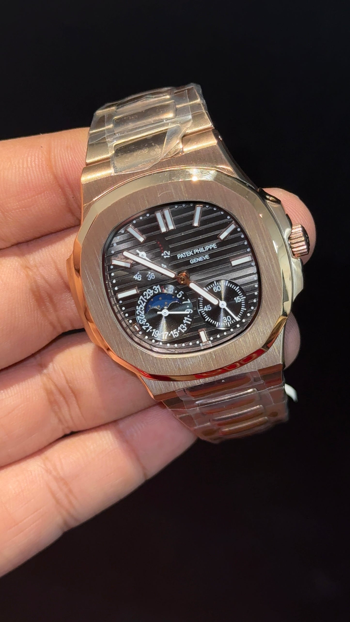 Pp Auto | Moonphase | Rose Chain | Sub Dark Grey Dials