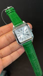Cartier Santos | Silver Case | Green Dumont Strap | White Dial (Copy)