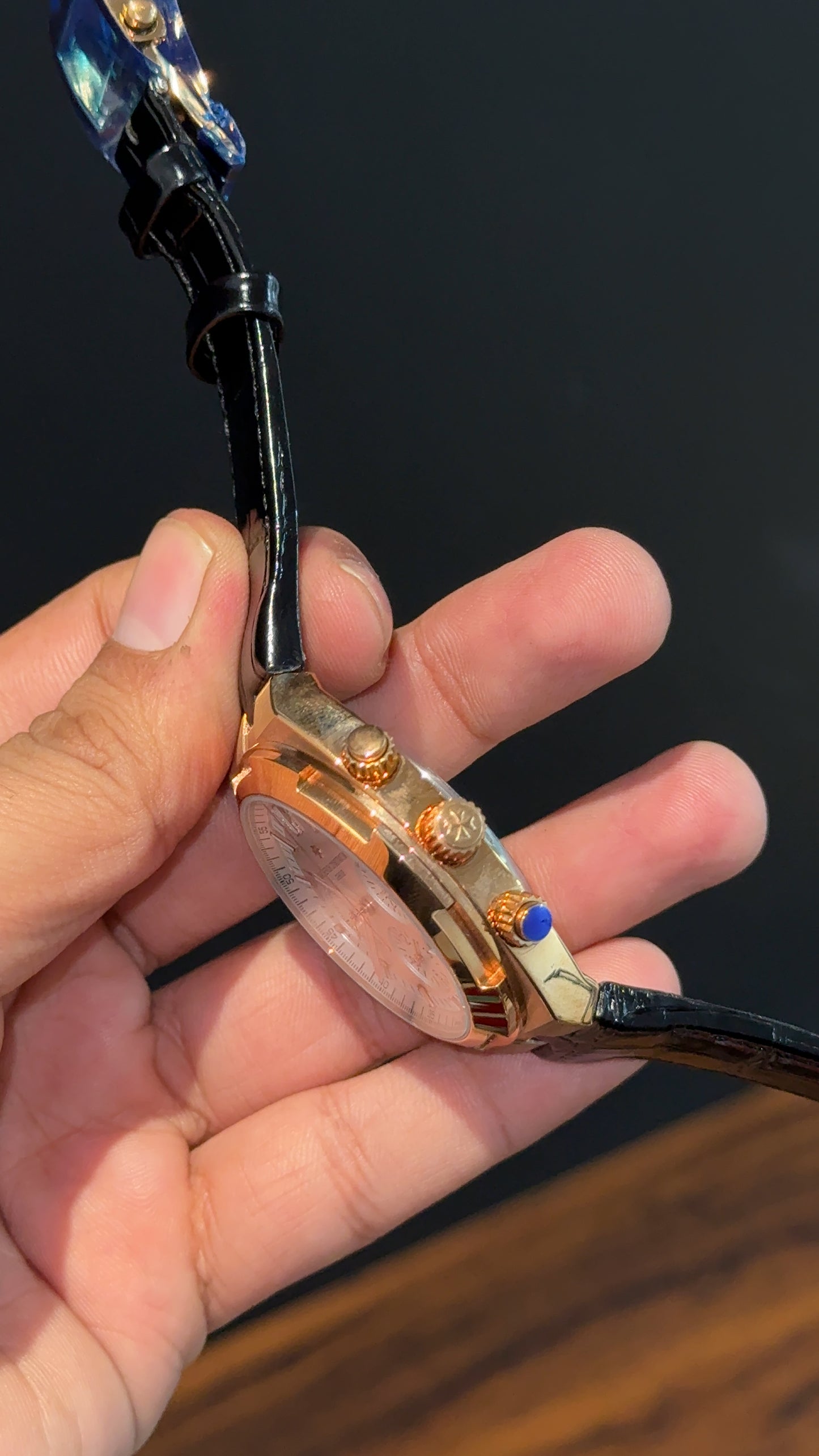 Vacheron Constantin | Rose | Black Leather Strap | Chrono | White Dial