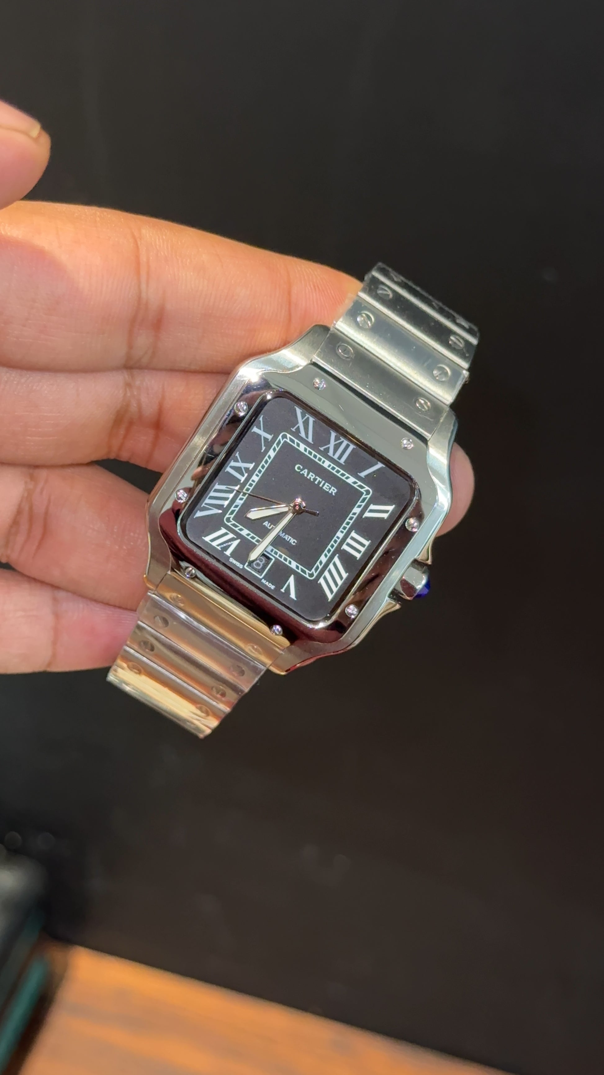 Santos | Silver Chain | Black Dial - twentyfour