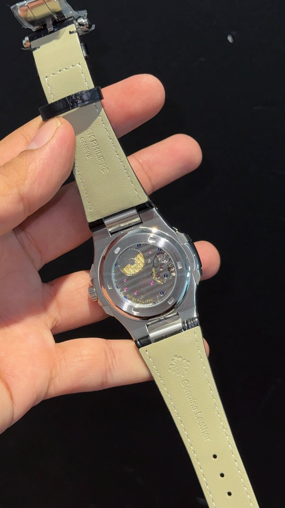 Pp Auto | Silver Case | Black Strap | Moonphase | Sub Tiffany Dial