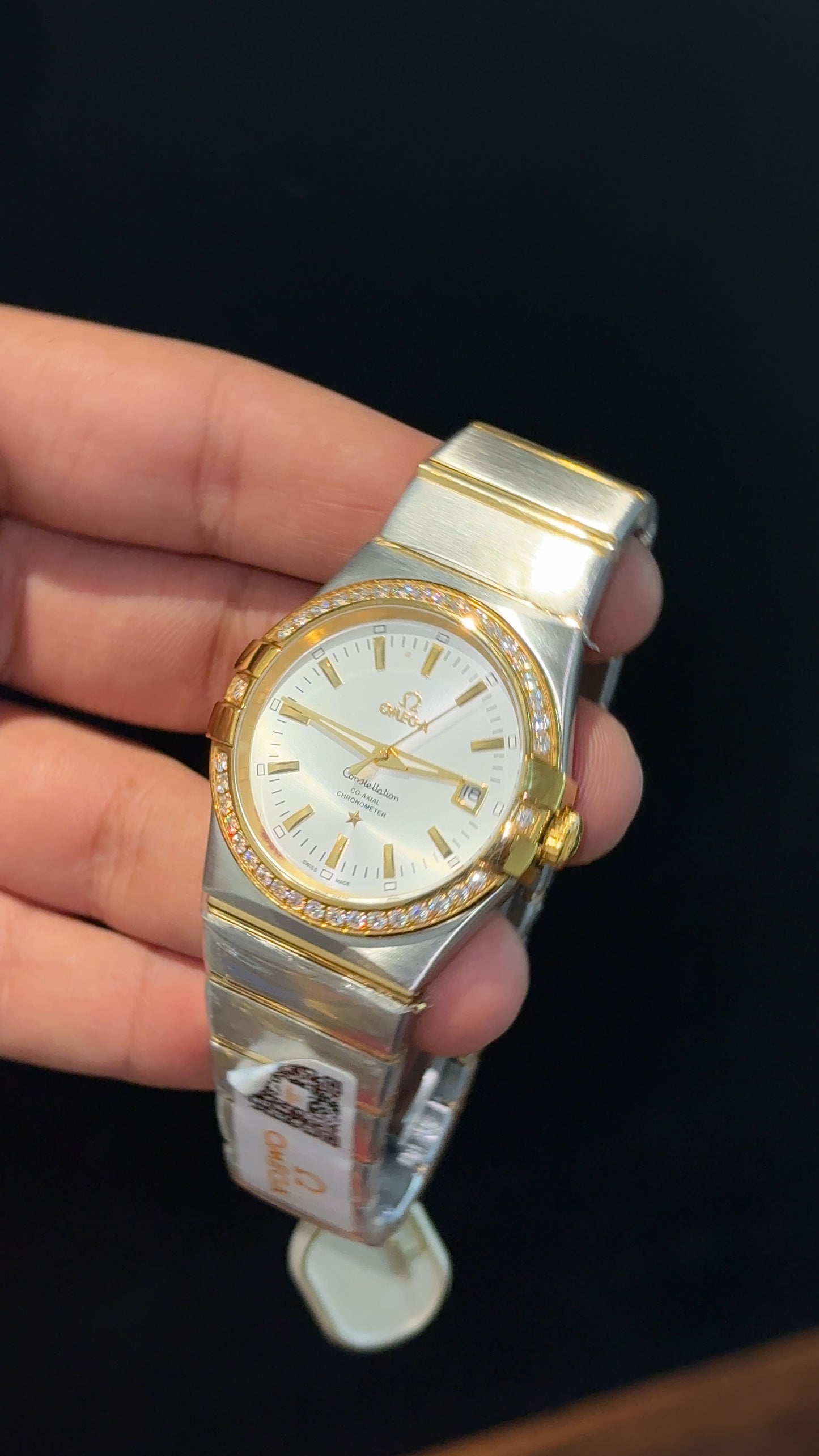 Omega Constellation | Gold Two Tone | Gold Diamond Bezel | White Dial