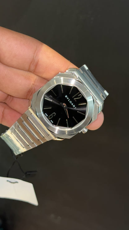 Bvlgari | Silver Chain | Black Dial