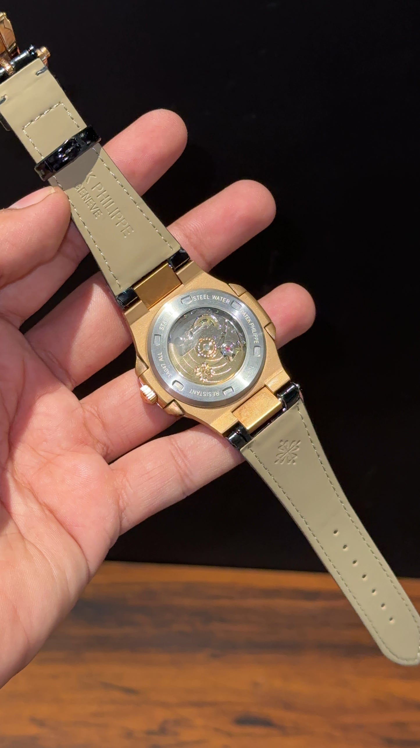 Pp Rose | Auto | Pink Diamond Bezel | Black Leather Strap | Black Dial | Pink Digits