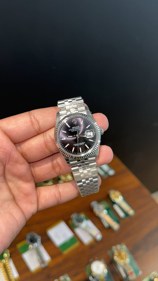 Premium Datejust | 36mm | Silver Chain | Black  Dial