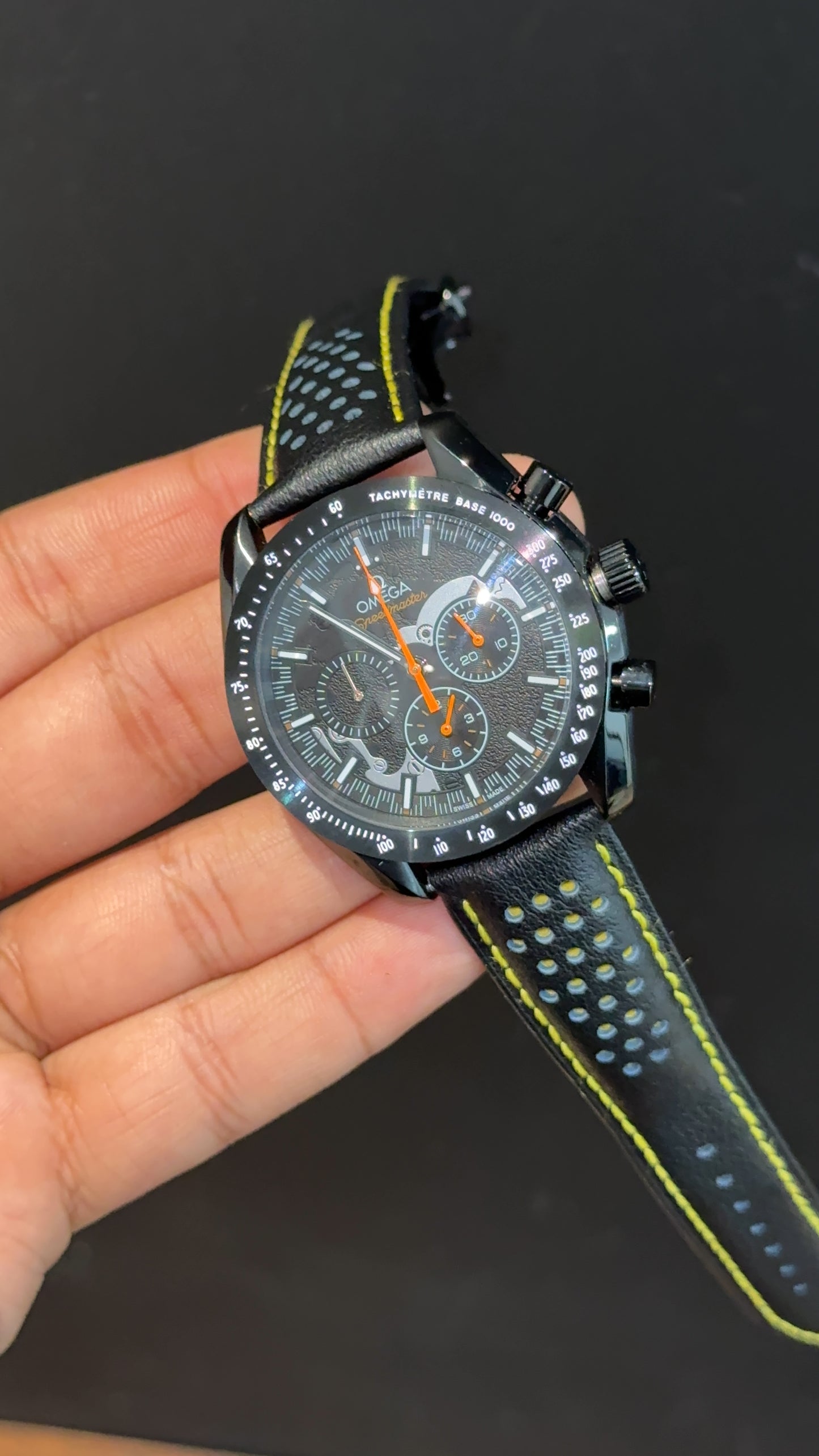 Omega Speedmaster | Black Bezel | Chrono | Black Strap | Orange Needle | Black Dial - twentyfour