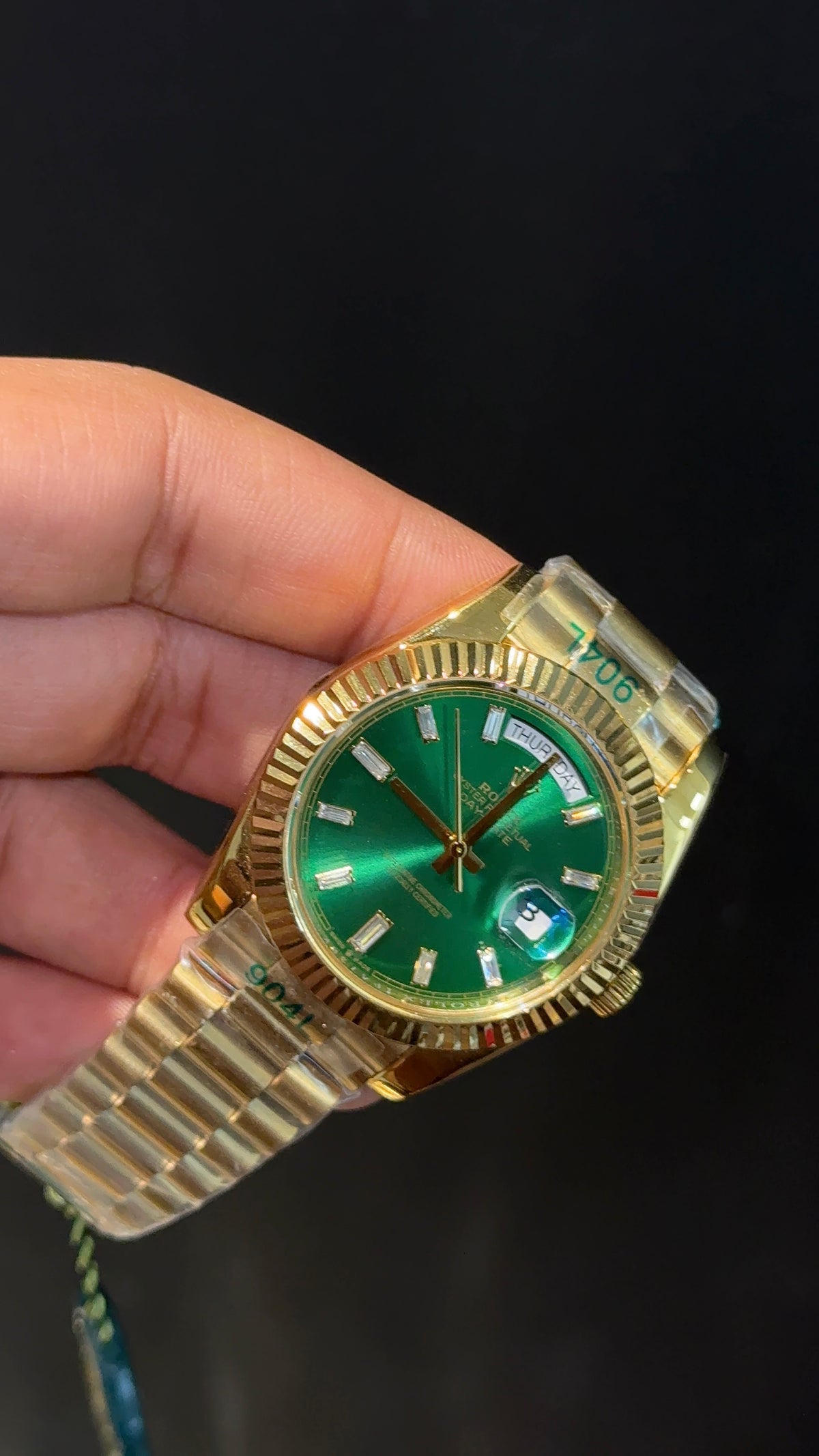 Daydate | Gold Chain | Pearl Digit | Greenish Dial