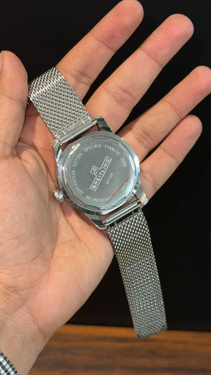Brietling | Silver Magnetic Chain | Black Dial