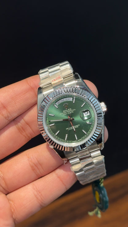 Daydate | Silver Chain | Green Dial