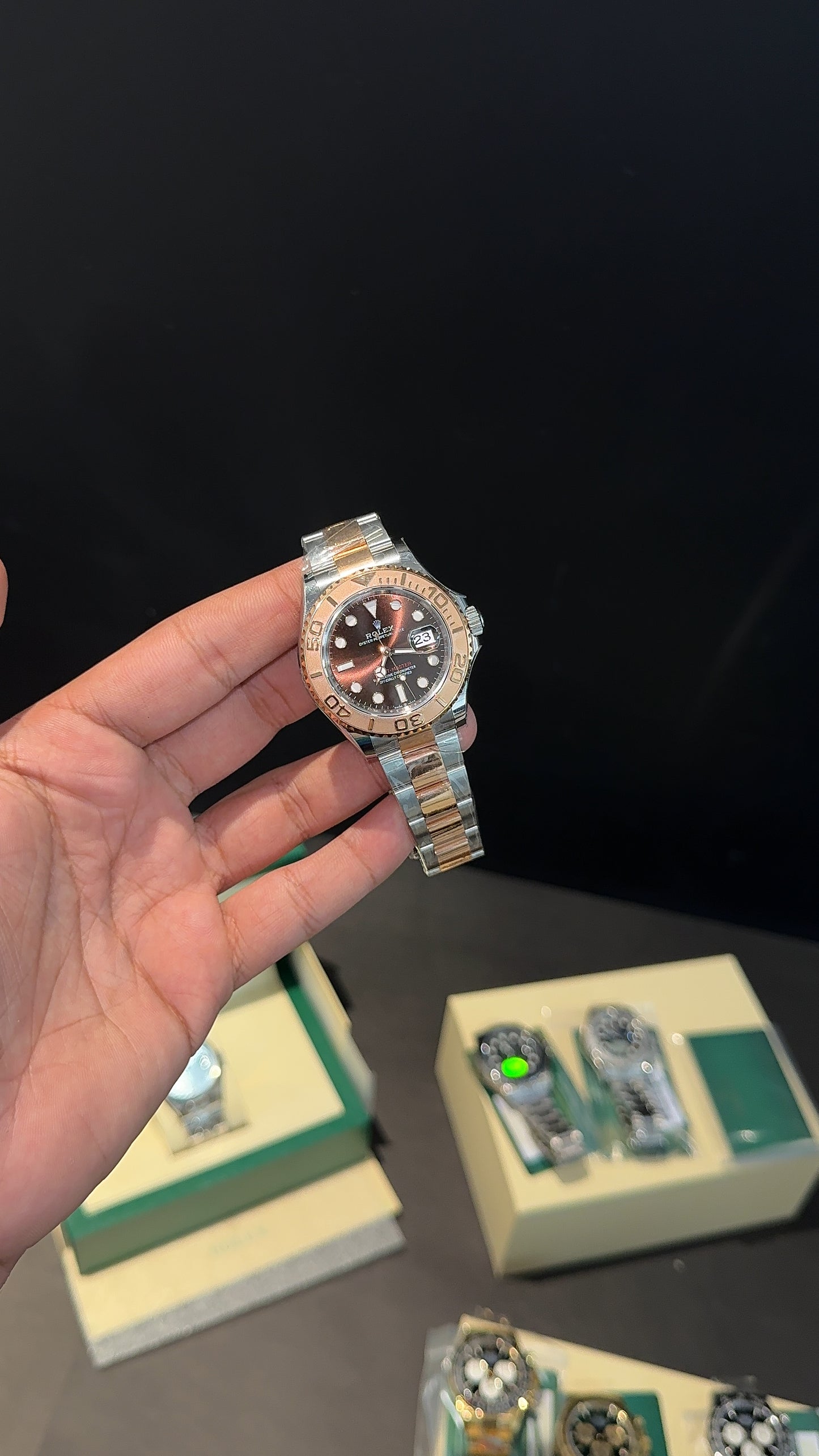 Premium Yatch Master | Rose Two Tone Chain | Rose Bezel | Choco Brown Dial