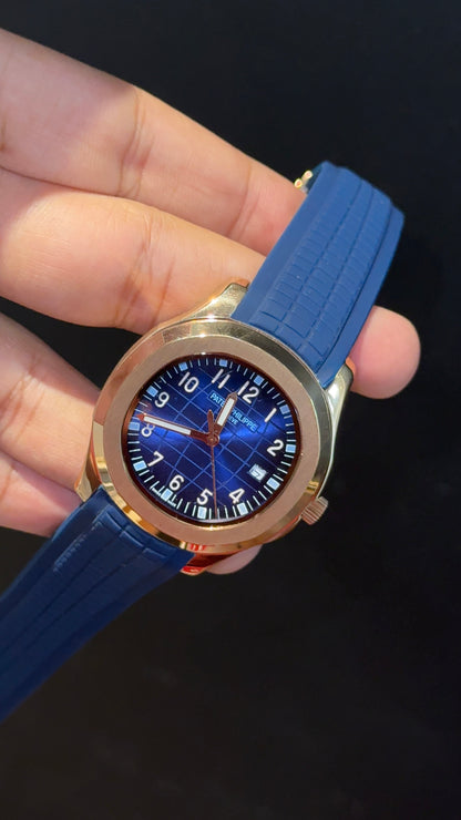 Pp Auto | Aquanaut | Blue Strap | Rose Blue Strap