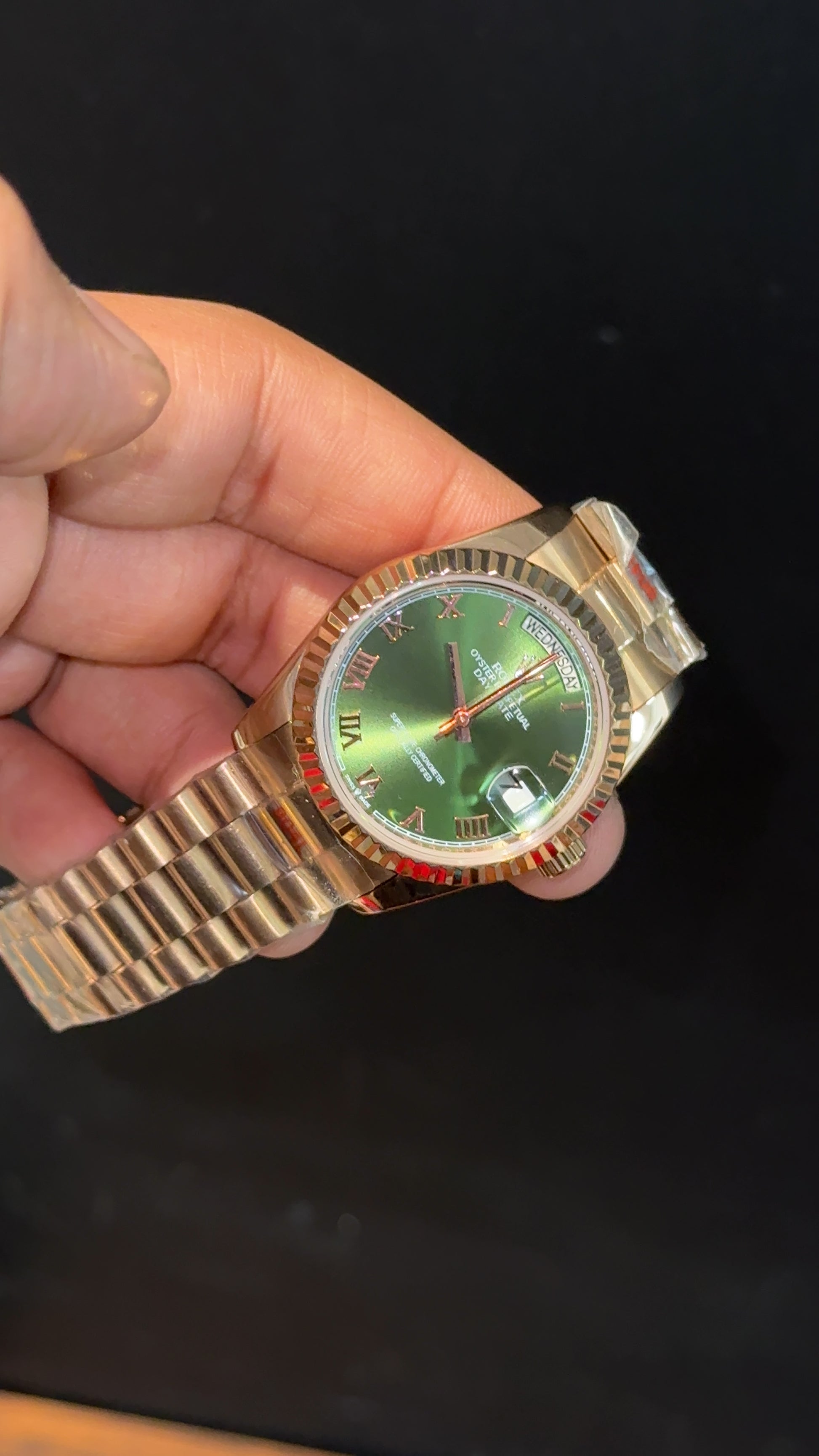 Daydate | 36mm | Rose Chain | Olive Green Dial - twentyfour