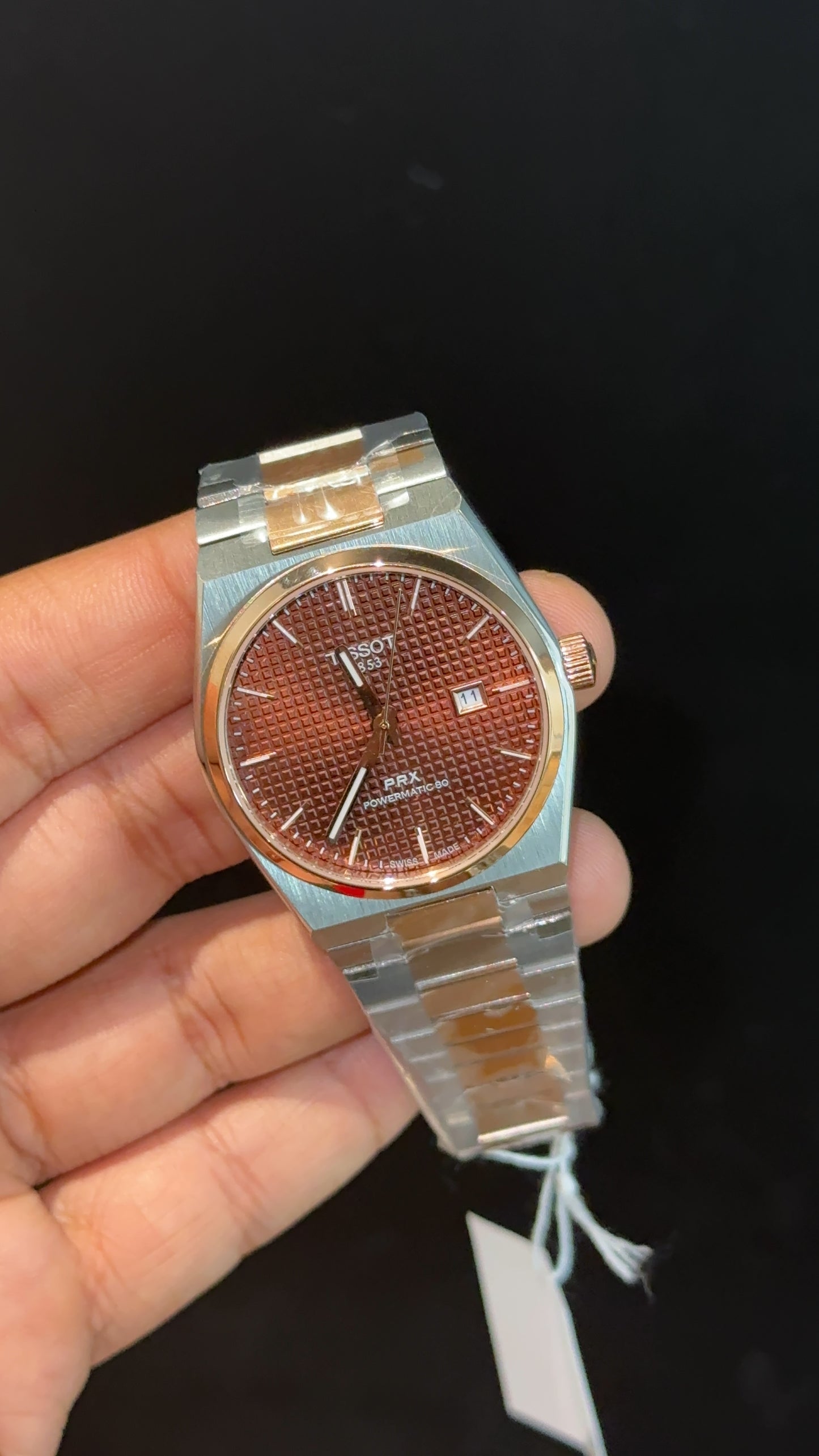 Tissot Prx | Quartz | Rose Two Tone | Dark Brown Texture Dial - twentyfour