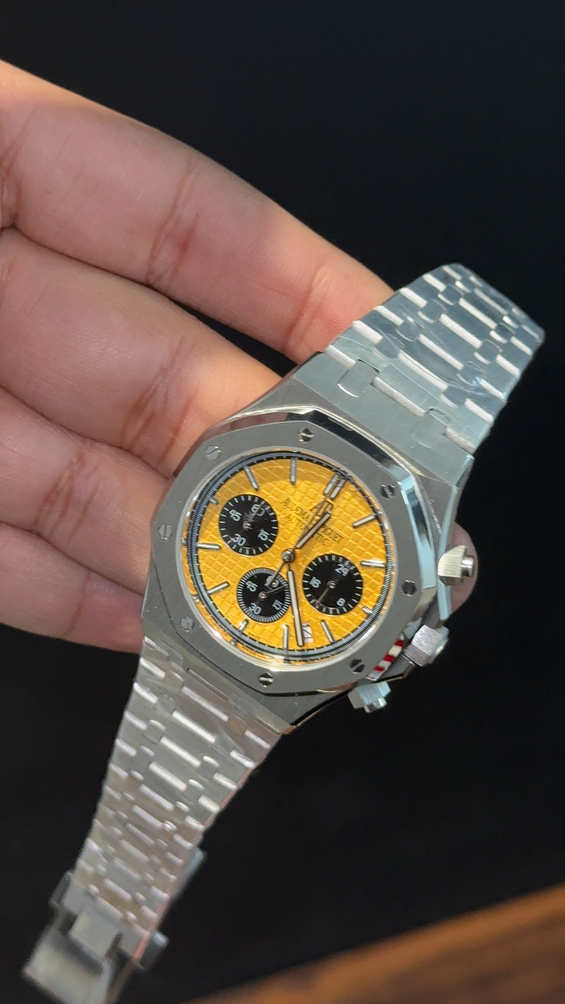 AP | Black Chrono | Silver Chain | Yellow Box Dial - twentyfour