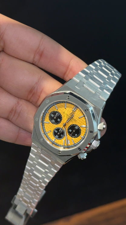AP | Black Chrono | Silver Chain | Yellow Box Dial - twentyfour