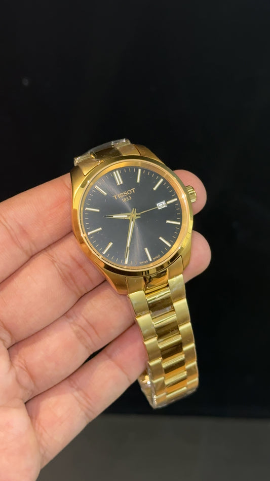 Tissot | Gold Oyester Chain | Black Dial