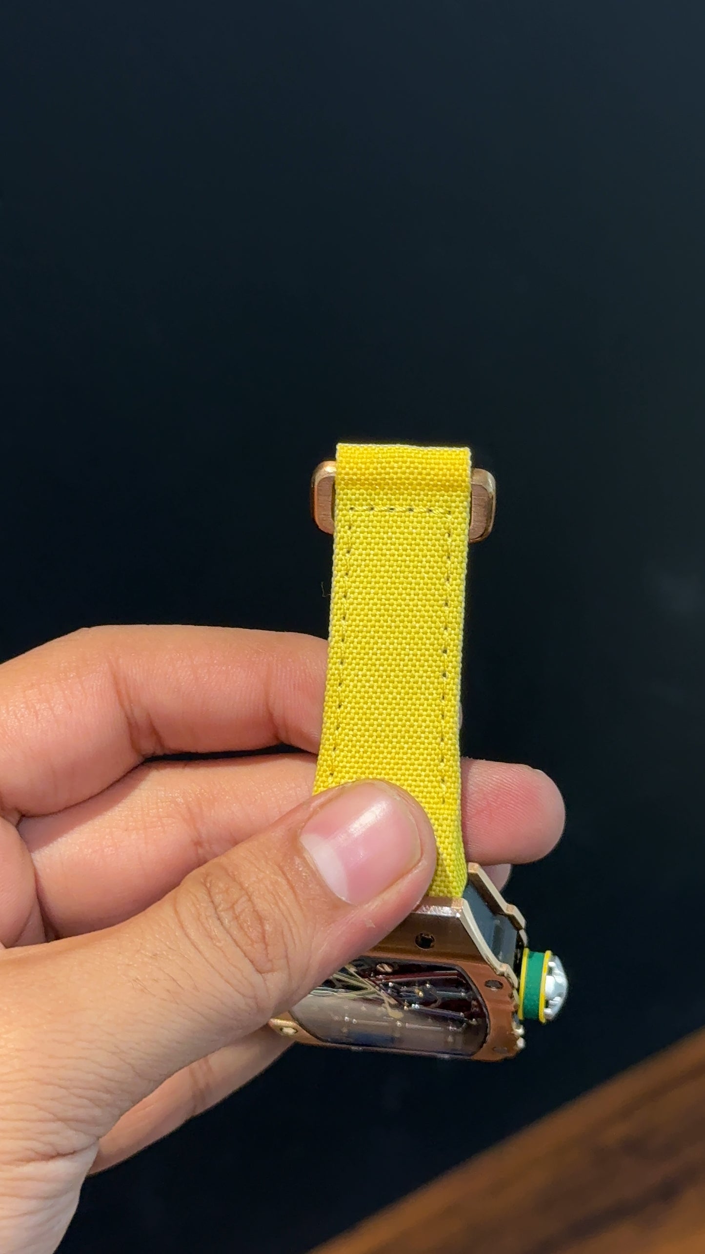 Premium Richard Mille | RM 67-02 Series  | Rose Case | Skeleton | Yellow Strap | Black Dial