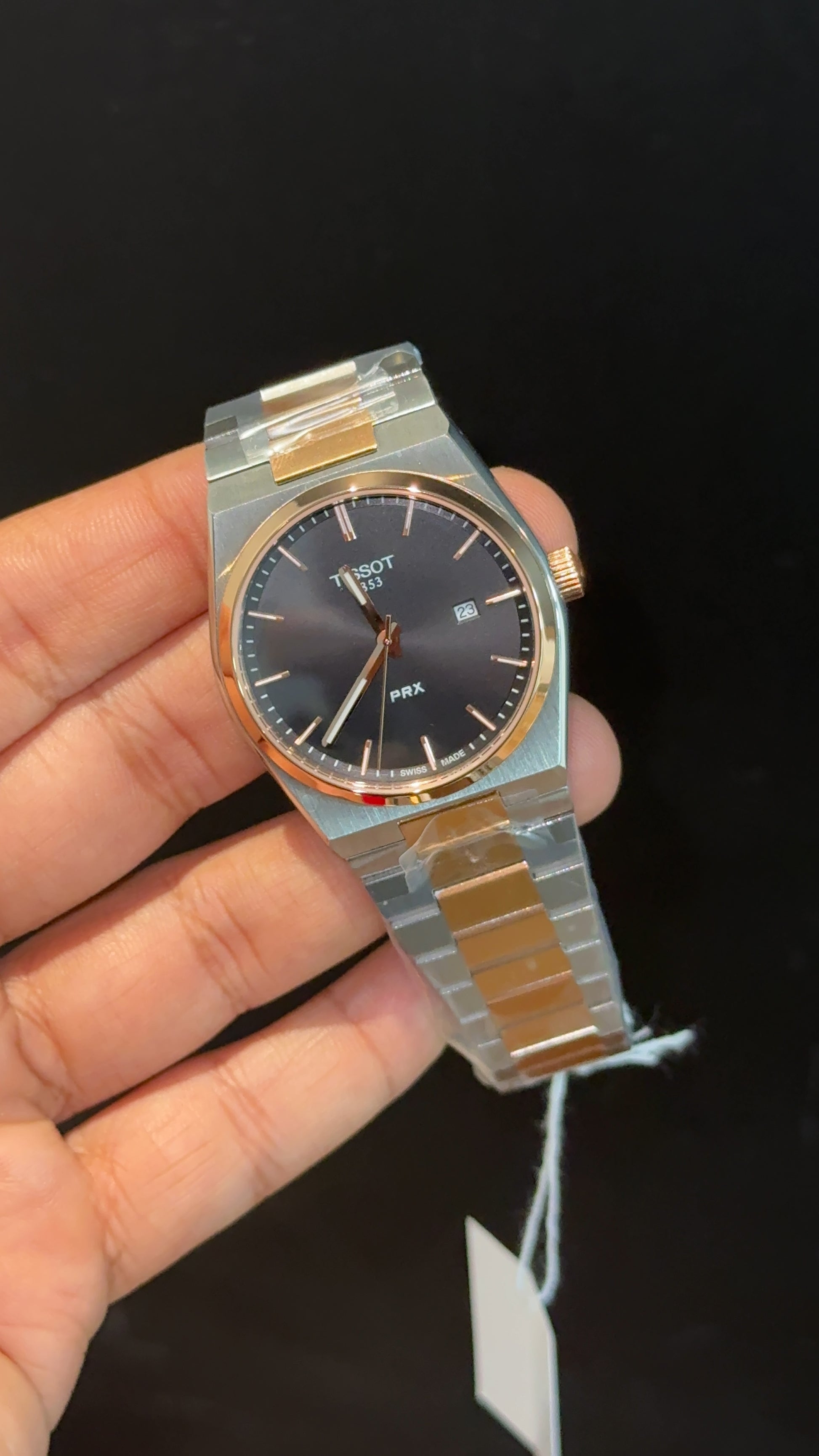 Tissot Prx | Quartz | Rose Two Tone | Black Plain Dial - twentyfour