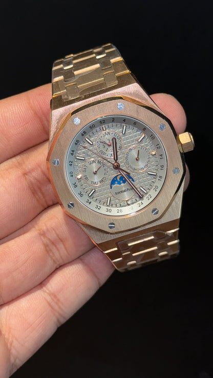 AP Auto | Rose Chain | Chrono | Calendar Edition | light Greyish Dial