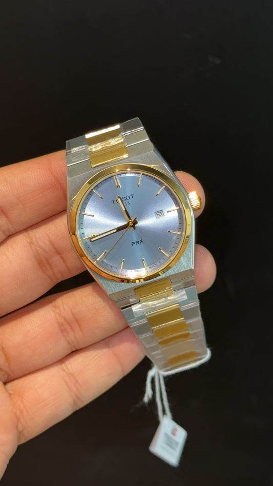 Tissot Prx | Quartz | Gold Two Tone | Sky blue Plain Dial - twentyfour