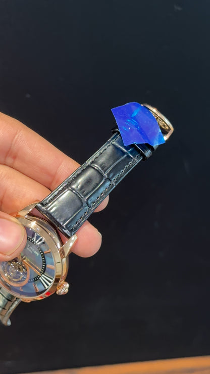 Pp Auto | Pendulum | Rose | Black Strap | Shaddy Sky Blue Dial