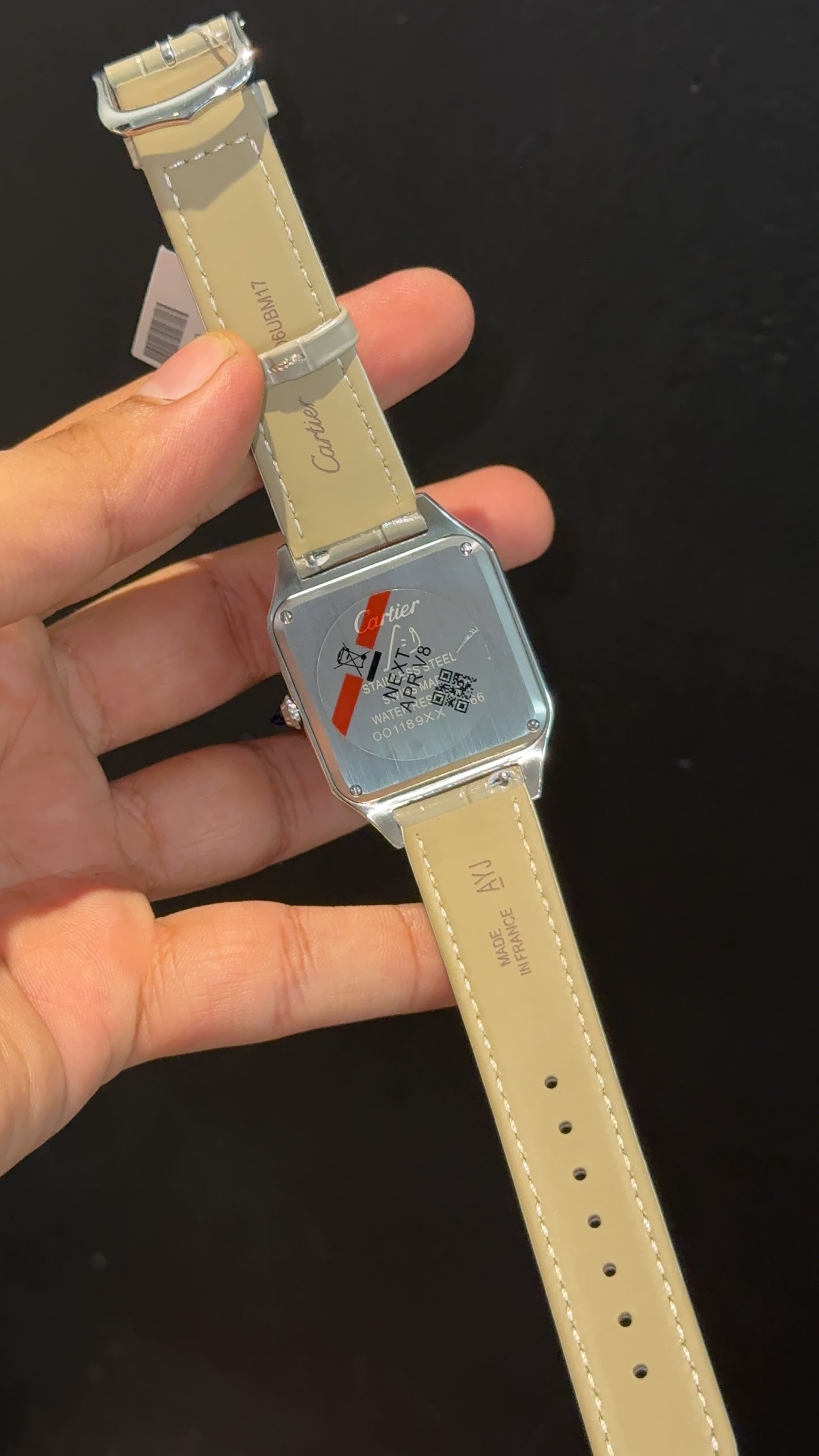 Cartier Santos | Silver Case | Light Grey Dumont Strap | White Dial