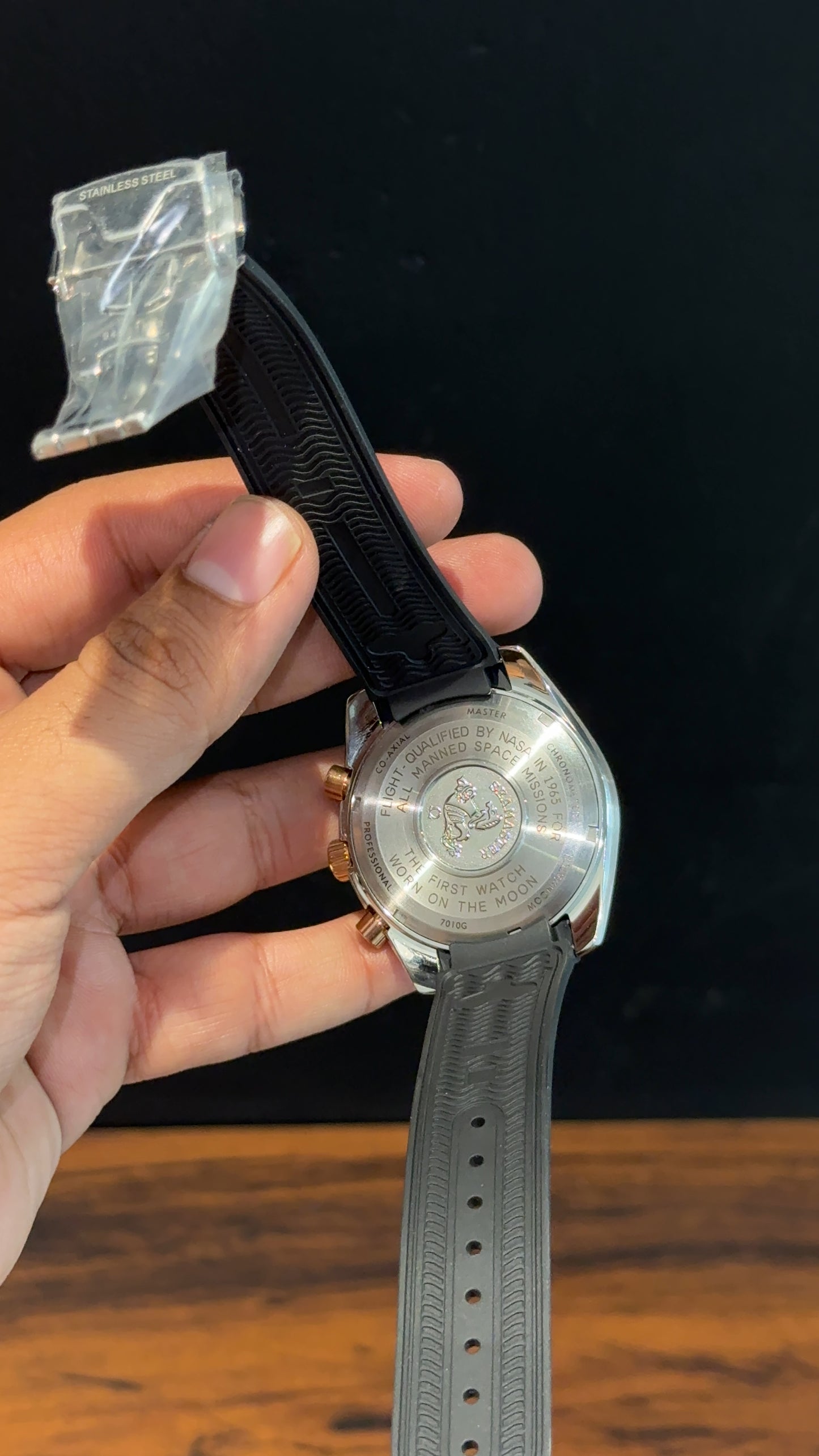 Omega Speedmaster | black Strap | Silver Rose Case | Rose Chrono | White Dial