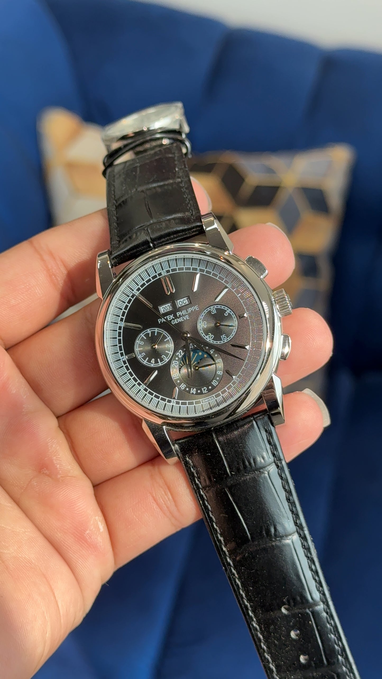 Pp Century Silver | Chrono | MoonPhase | Black Dial