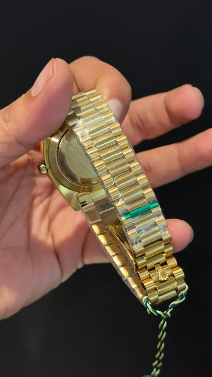 Daydate | Gold Chain | Pearl Digit | Greenish Dial