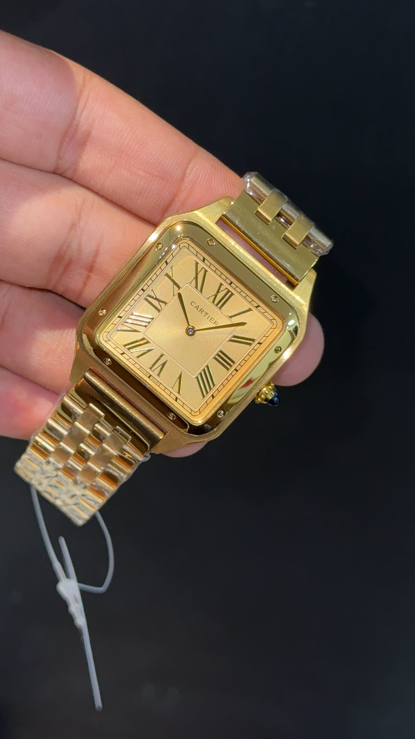 Santos De Cartier | Slim Edition | Gold Chain | Gold Dial