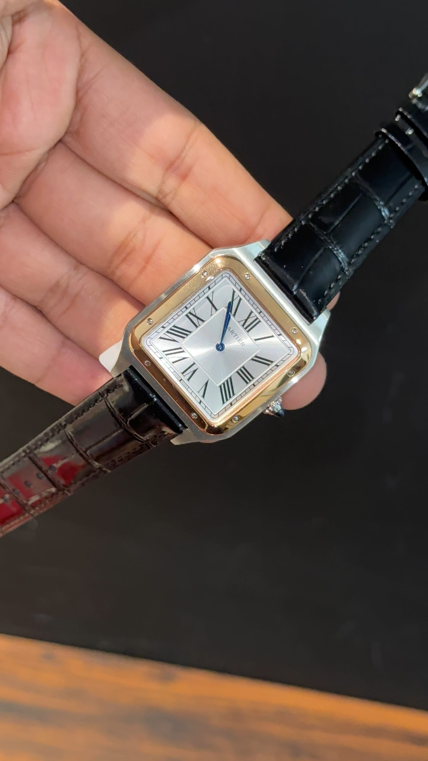 Cartier Dumont Lacquer | Rode Two Tone Case | Black Leather Strap | White Dial - twentyfour