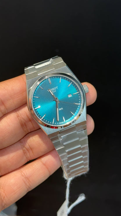 Tissot Prx | Quartz | Silver Chain | Torquoise Plain Dial - twentyfour