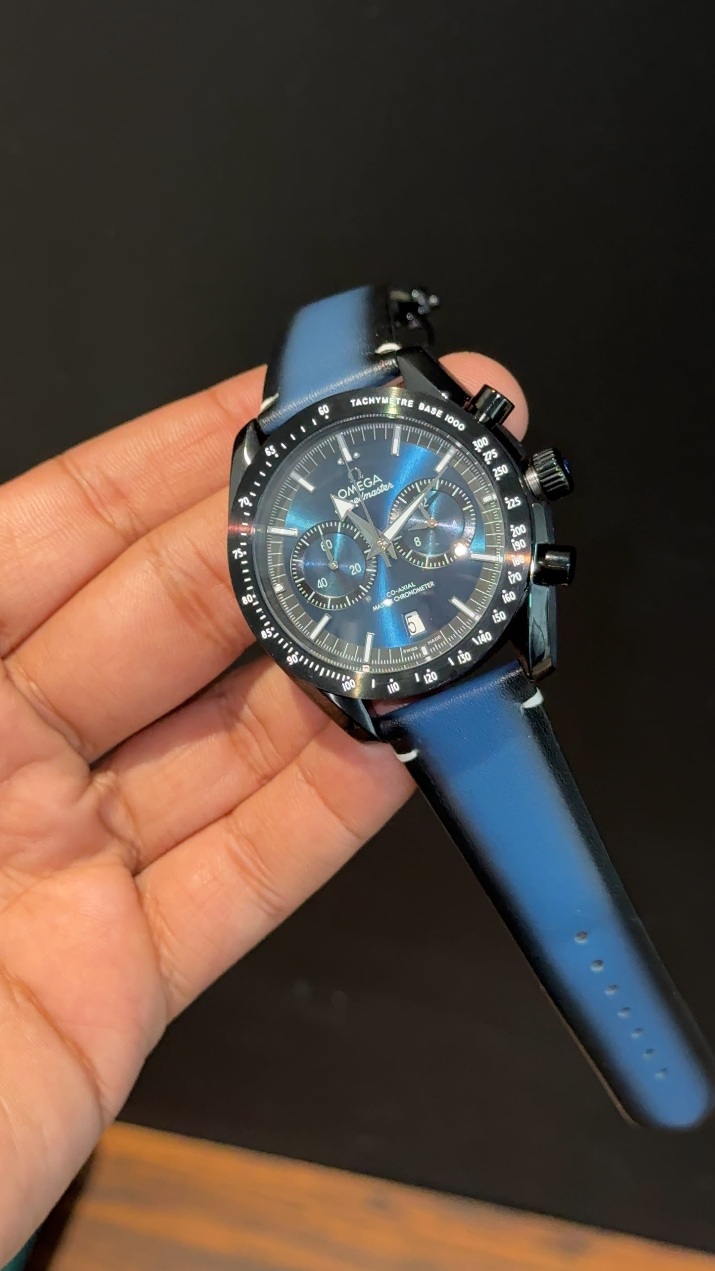 Omega Speedmaster | Black Bezel | Chrono | Blue Black Strap | Blueish Dial - twentyfour