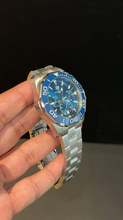Tag AquaRacer | Silver Chain  | Blue Chrono | Blue Dial