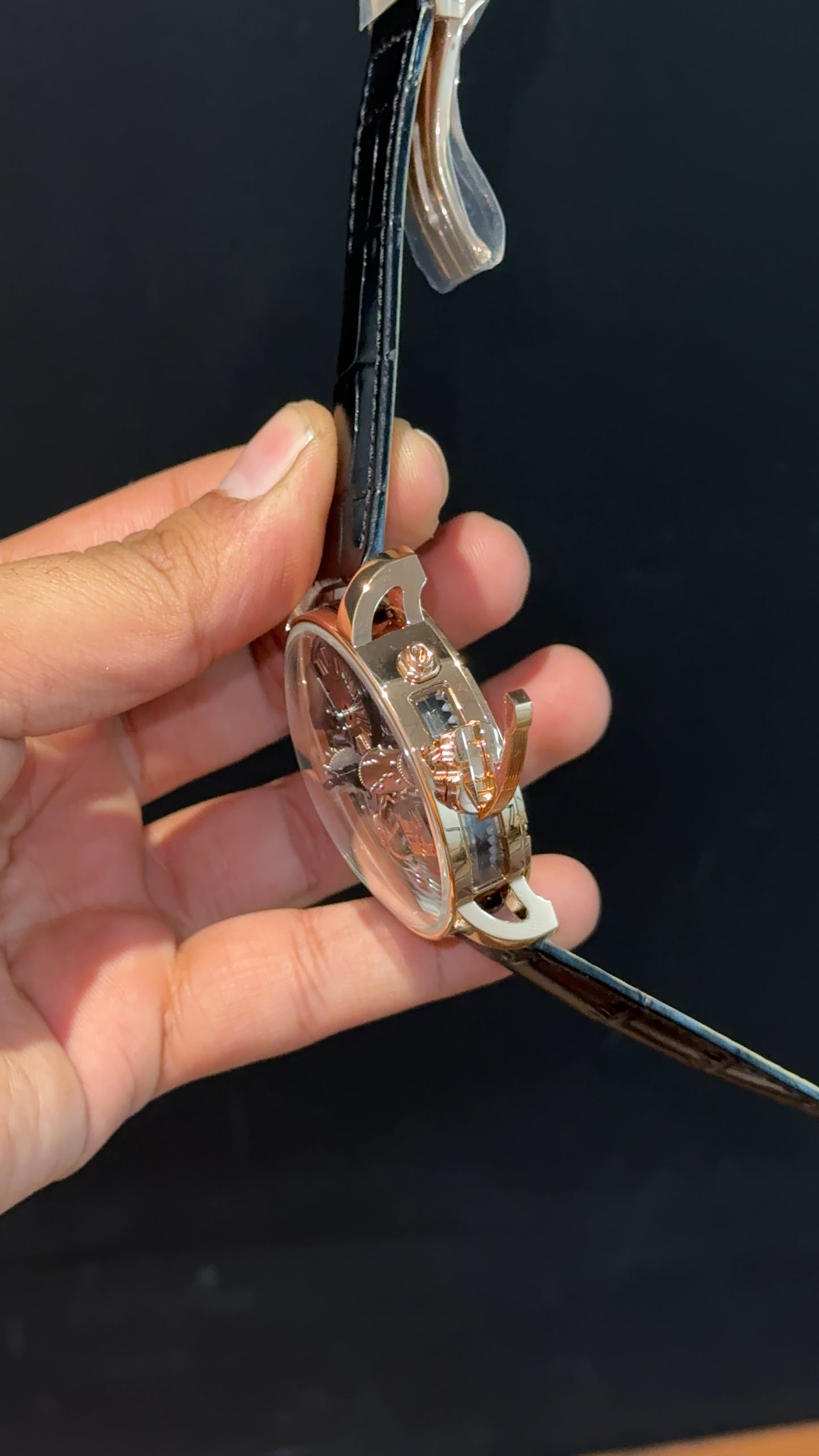 Executive Jacob And Co | Rose Case | The GodFather Edition | Black Leather Strap | Black Dial