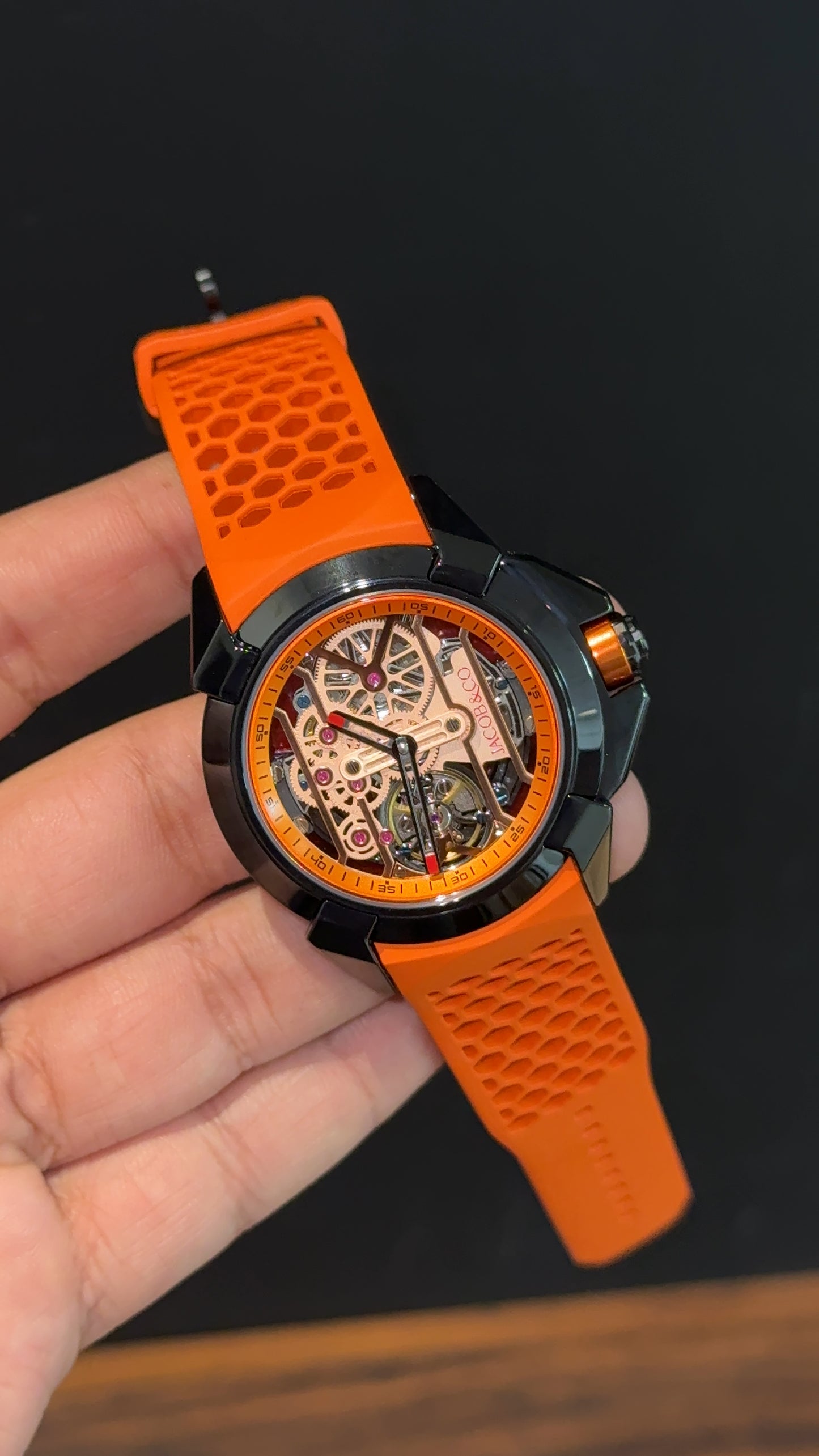 Jacob And Co | Black Case | CR7 Edition | Orange Strap | Pendulum | Orange Machine Dial