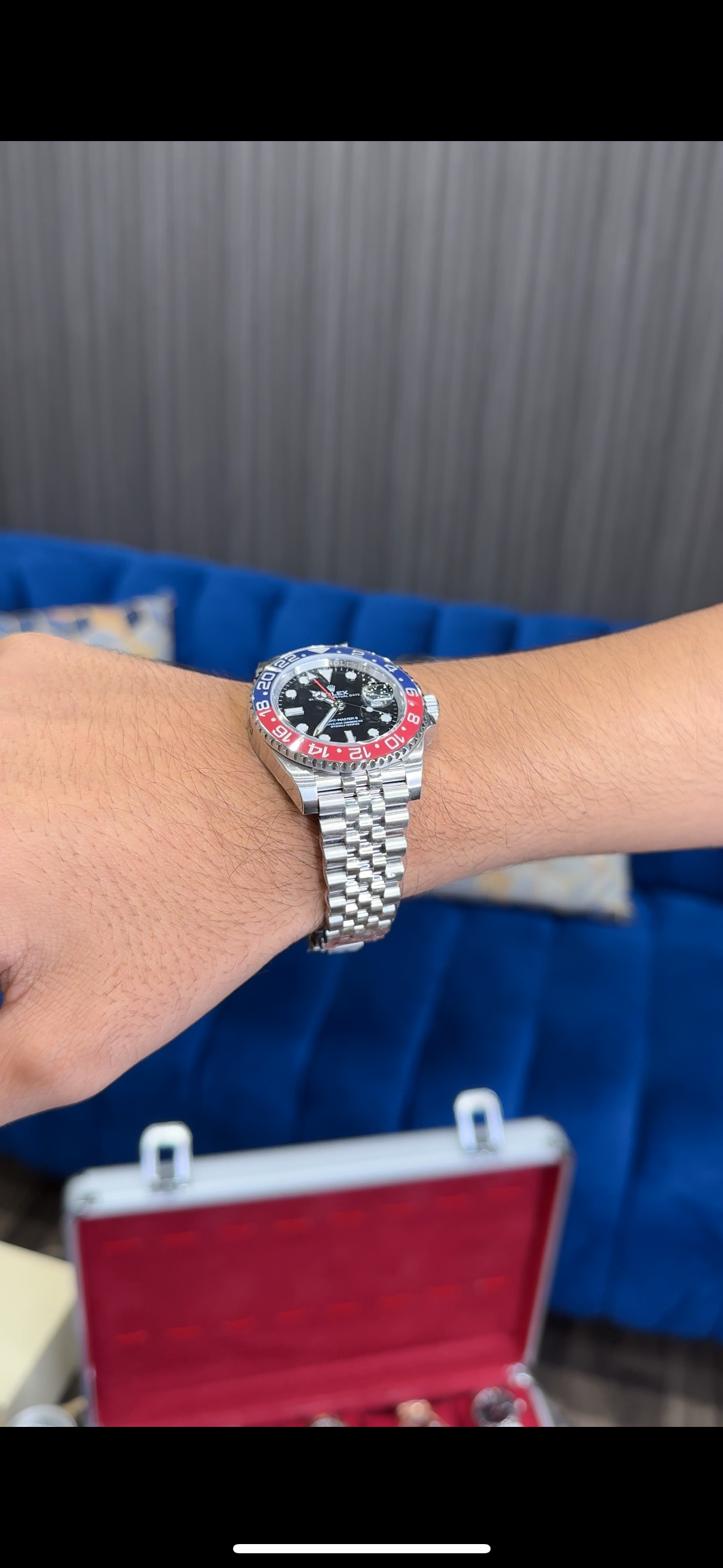 Premium GMT Pepsi | Silver Chain | Black Dial